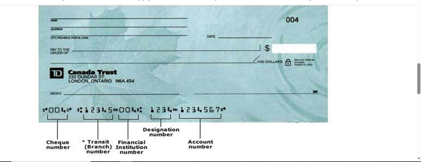 Parts of a cheque